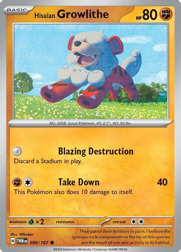 Hisuian Growlithe 2024 Pokemon Scarlet & Violet Twilight Masquerade