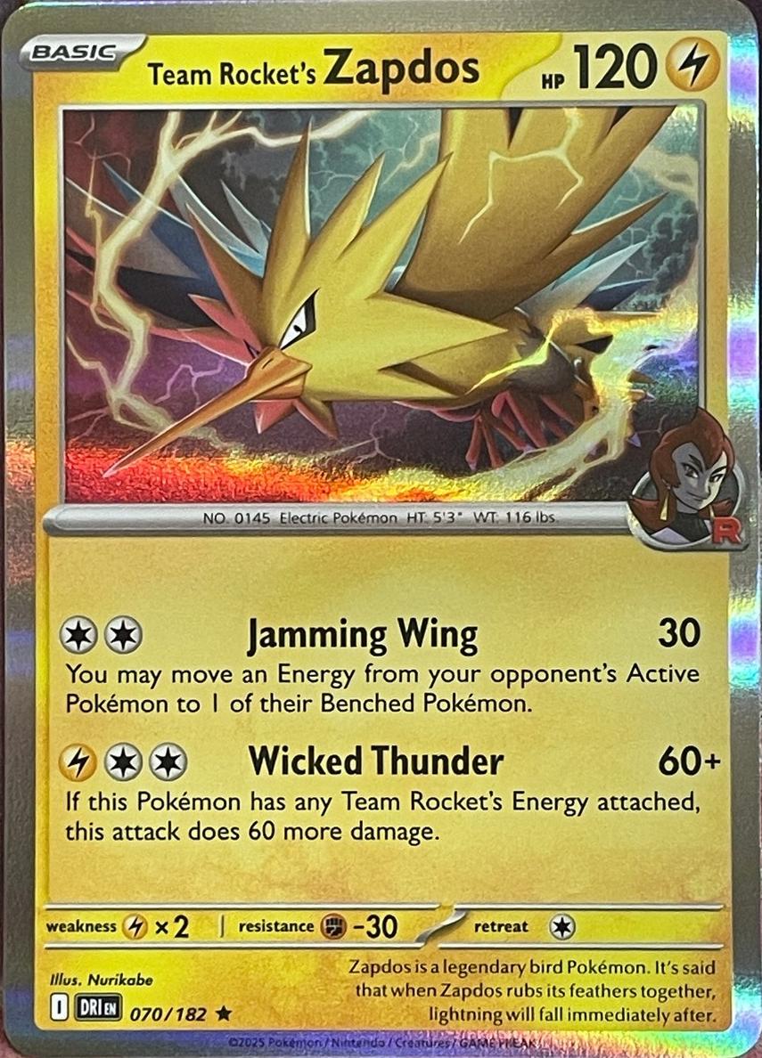 Team Rocket's Zapdos 2025 Pokemon Scarlet & Violet Destined Rivals