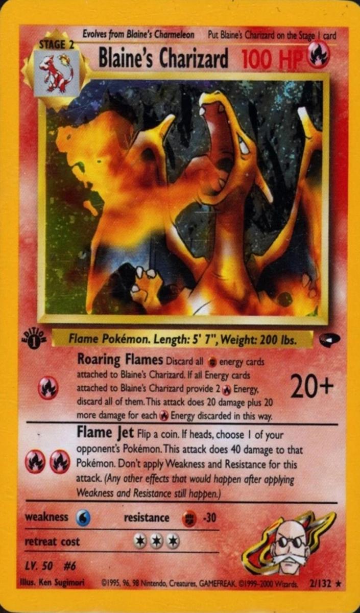 2000 Pokemon Gym Challenge HOLO-1ST EDITION #2 Blaine's Charizard front