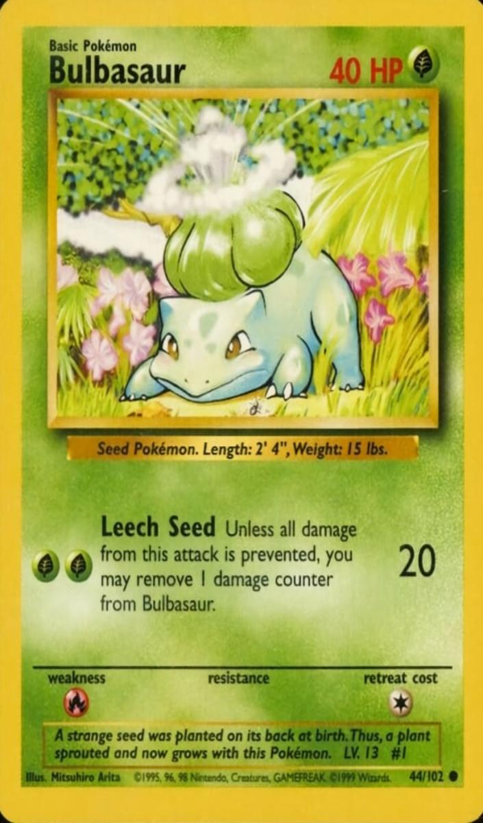 Bulbasaur 1999 Pokemon Base Set