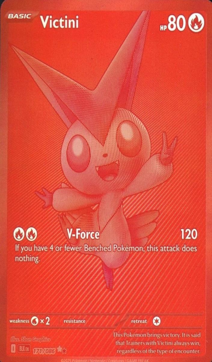 2025 Pokemon Black Bolt Blackwhiterare White #171 Victini front