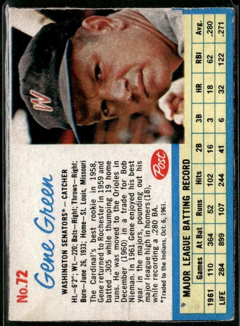 1962 Gene Green #72