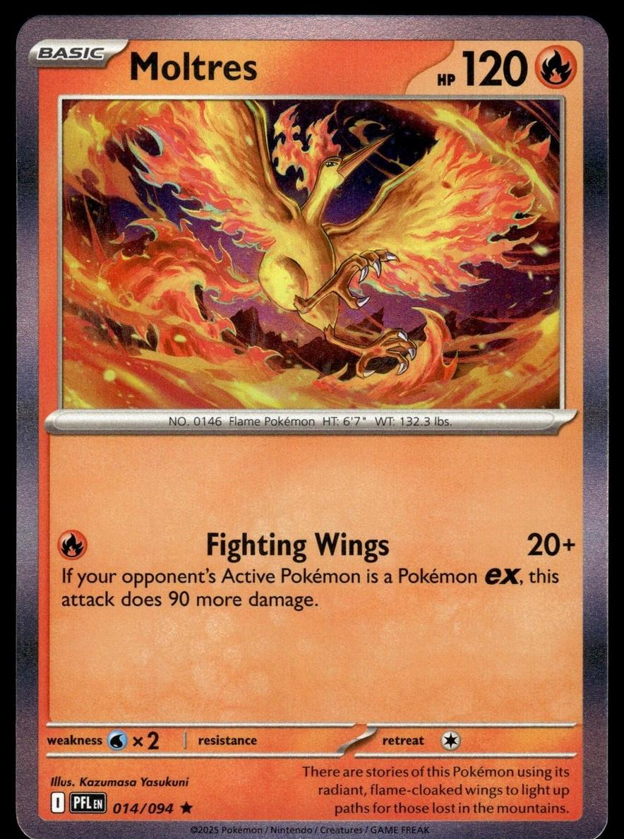 Moltres Holo 2025 Pokemon Mega Evolution Phantasmal Flames
