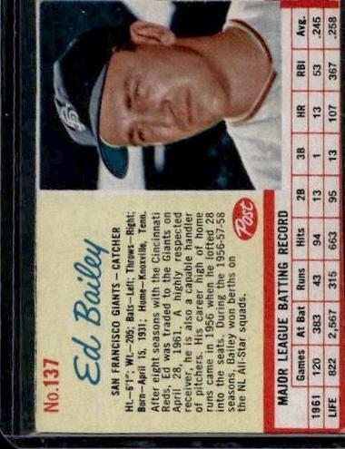 1962 Ed Bailey #137