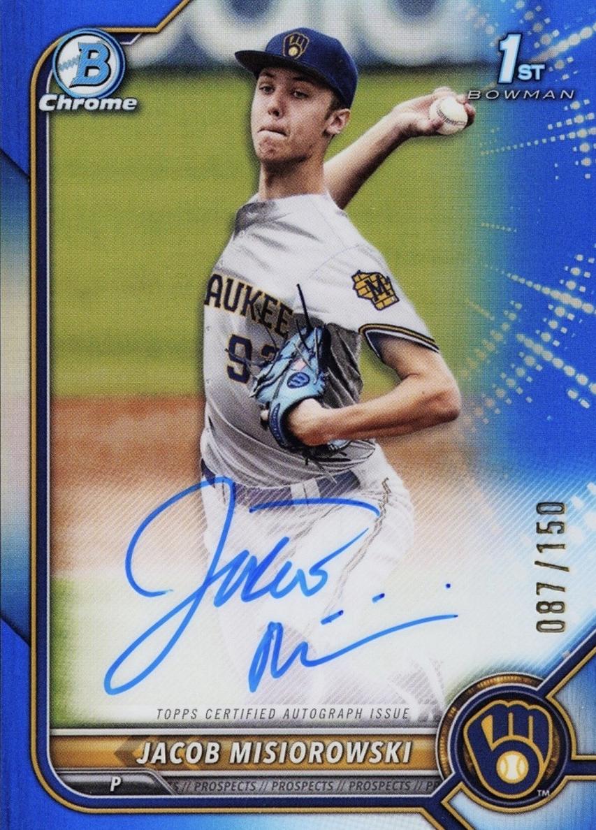 2022 Bowman Bowman Draft Blue Refractor Jacob Misiorowski front