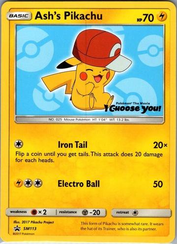2017 Pokemon Black Star Promo PROMO-I CHOOSE YOU! #SM113 Pikachu front