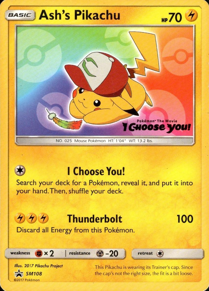 2017 Pokemon Black Star Promo PROMO-I CHOOSE YOU! #SM108 Pikachu front