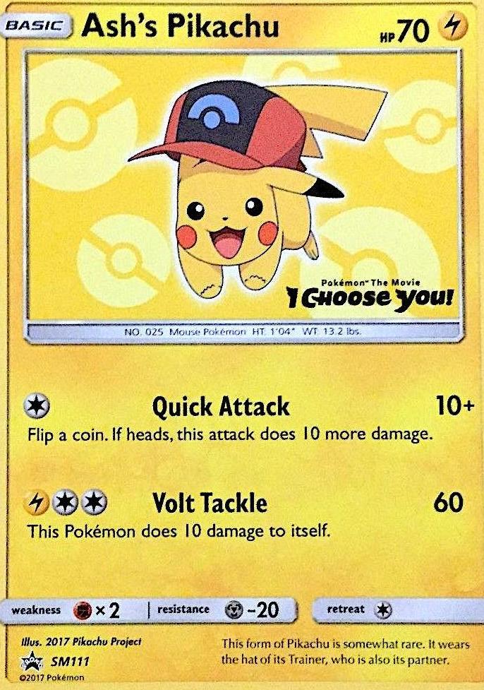 2017 Pokemon Black Star Promo PROMO-I CHOOSE YOU! #SM111 Pikachu front