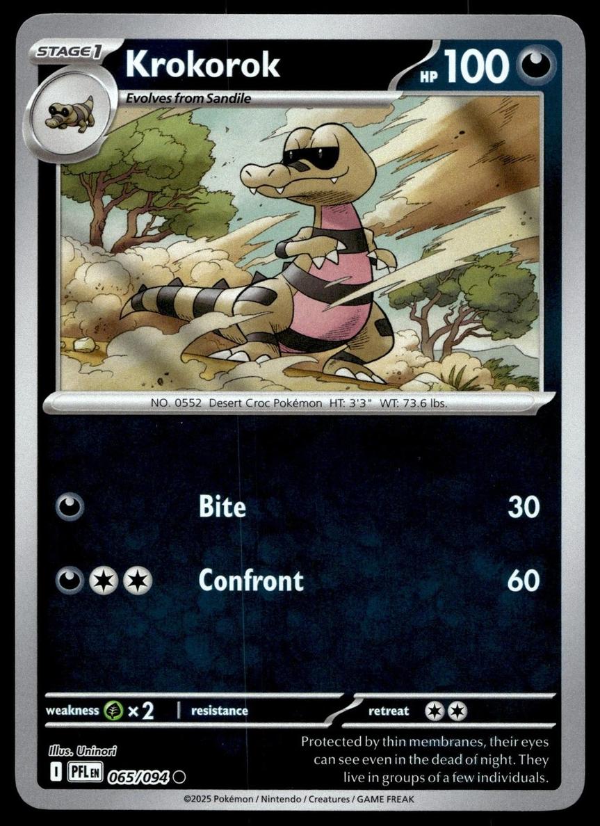 Krokorok 2025 Pokemon Mega Evolution Phantasmal Flames