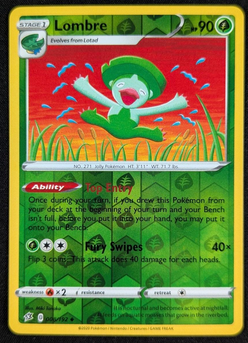 Lombre 2020 Pokemon Sword & Shield Rebel Clash Reverse Foil