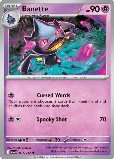 Banette 2026 Pokemon Mega Evolution Ascended Heroes