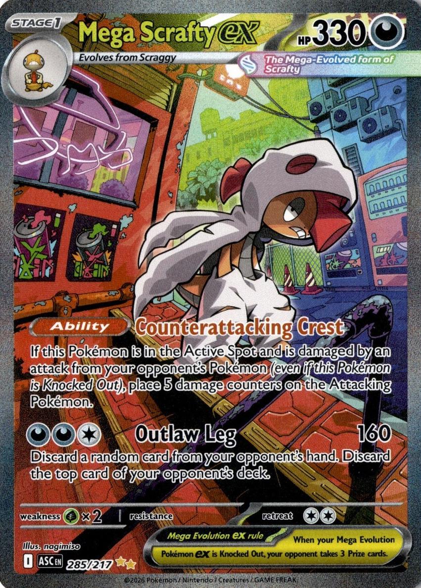 Mega Scrafty EX 2026 Pokemon Mega Evolution Ascended Heroes