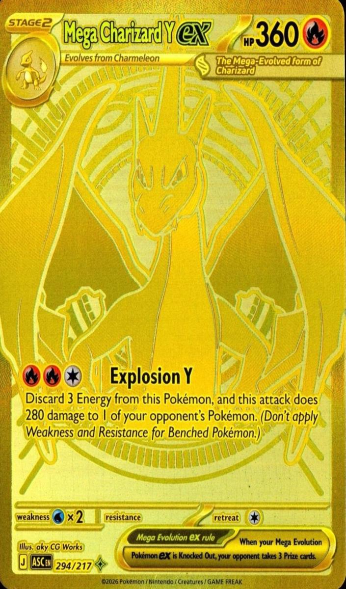 2026 Pokemon MEGA HYPER RARE #294 MEGA CHARIZARD Y ex front