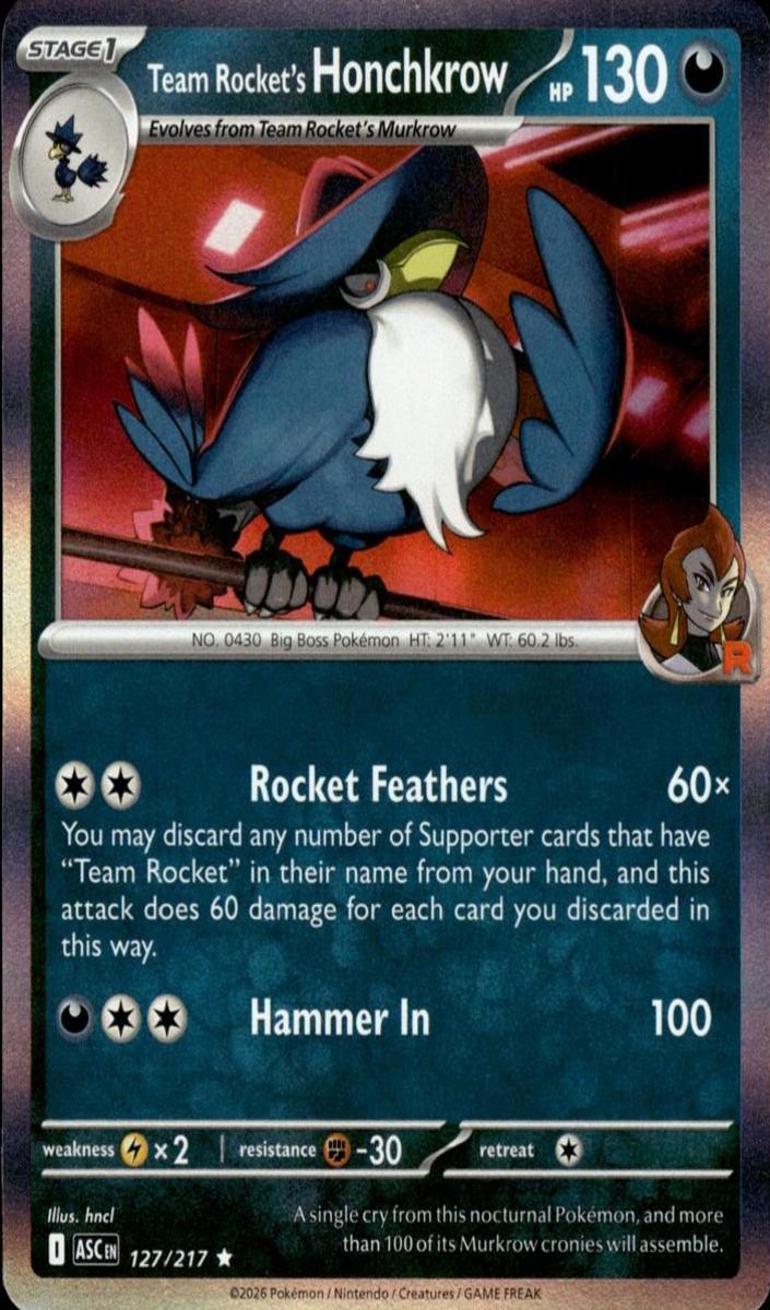 Team Rocket's Honchkrow 2026 Pokemon Mega Evolution Ascended Heroes