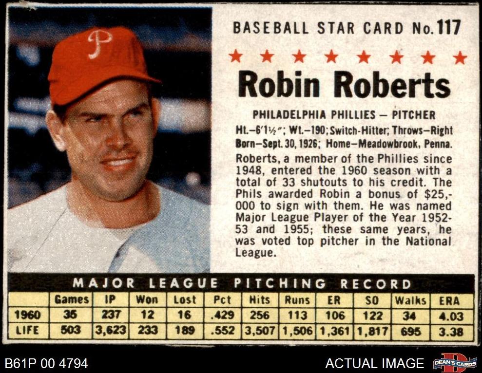 1961 Robin Roberts [Hand Cut] #117