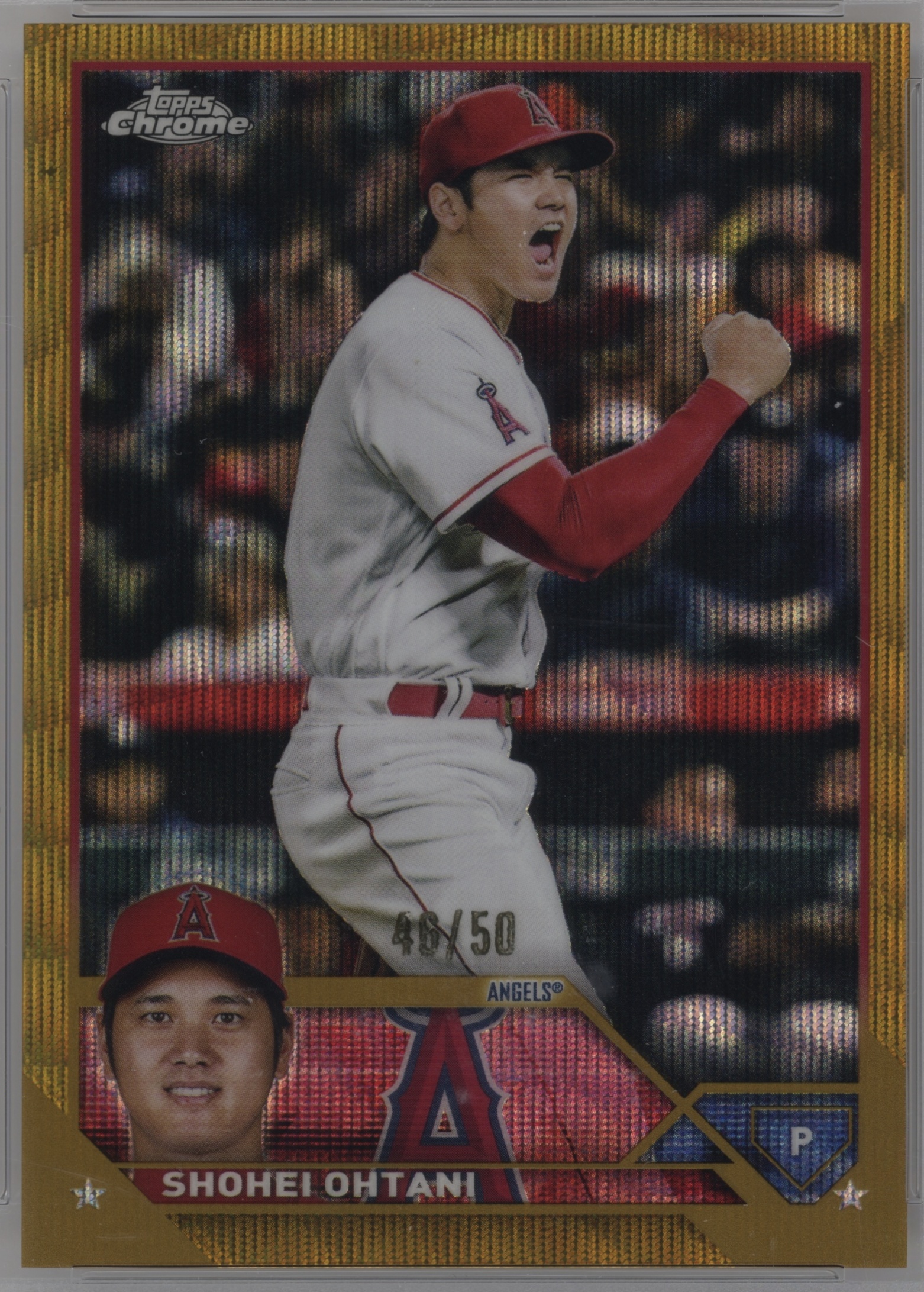 2023 Topps Chrome Baseball Gold Wave Refractor Shohei Ohtani #17 PSA 8.5