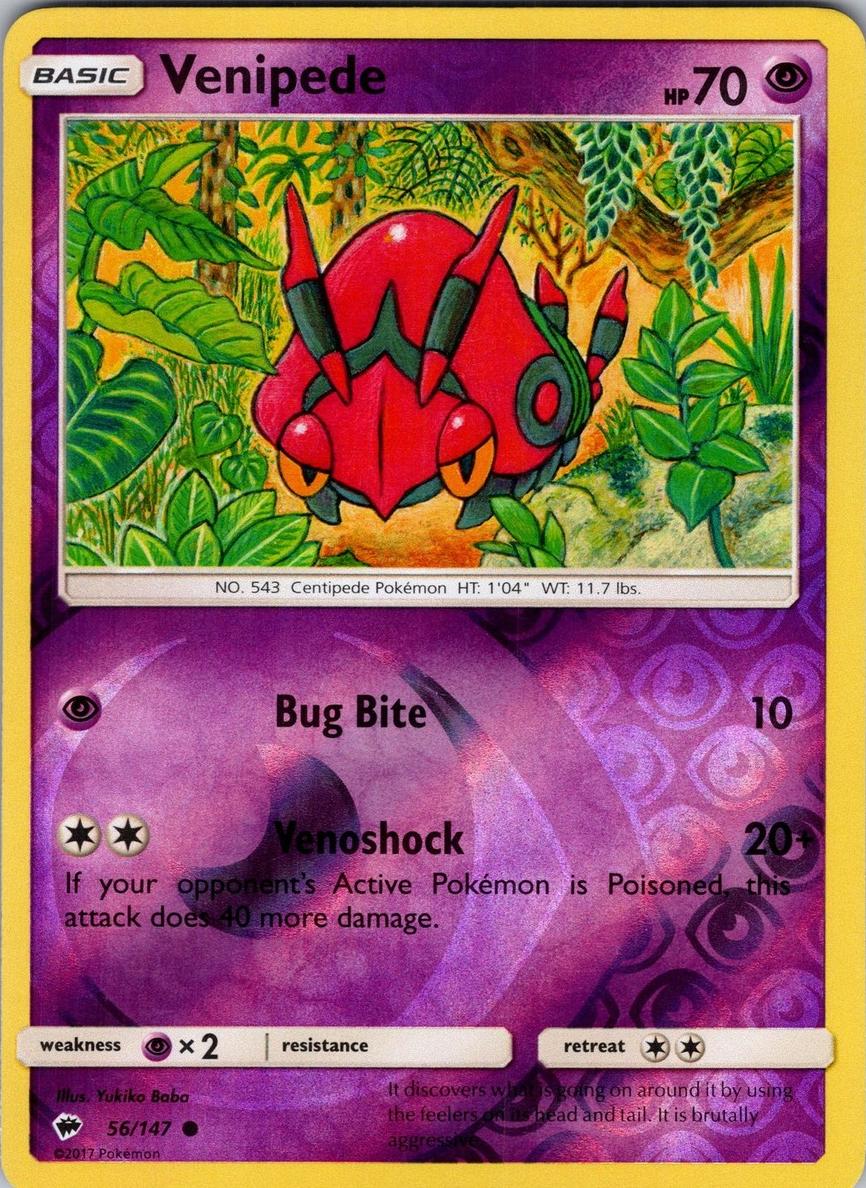 Venipede 2017 Pokemon Sun & Moon Burning Shadows