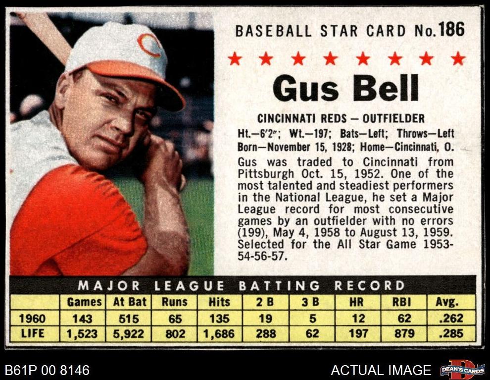 1961 Gus Bell [Hand Cut] #186