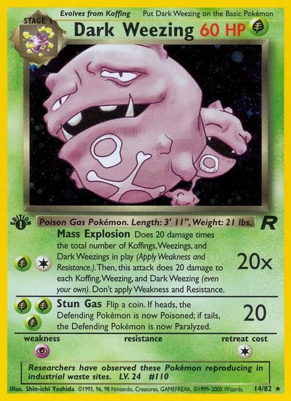 2000 Pokemon Pokemon Rocket 1ST EDITION #14 Rocket Dark Weezing front