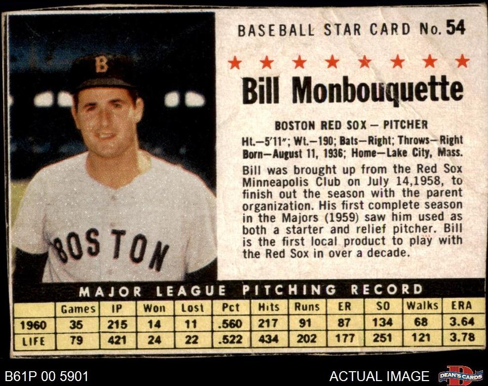 1961 Bill Monbouquette [Hand Cut] #54
