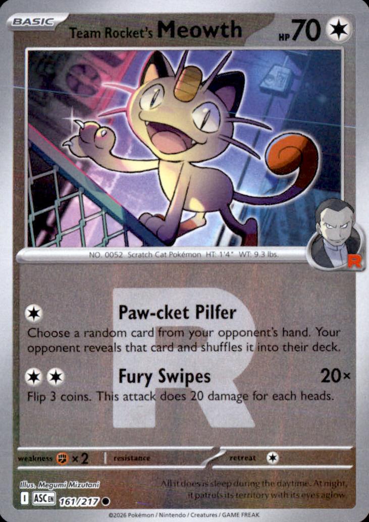 Team Rocket's Meowth 2026 Pokemon Mega Evolution Ascended Heroes
