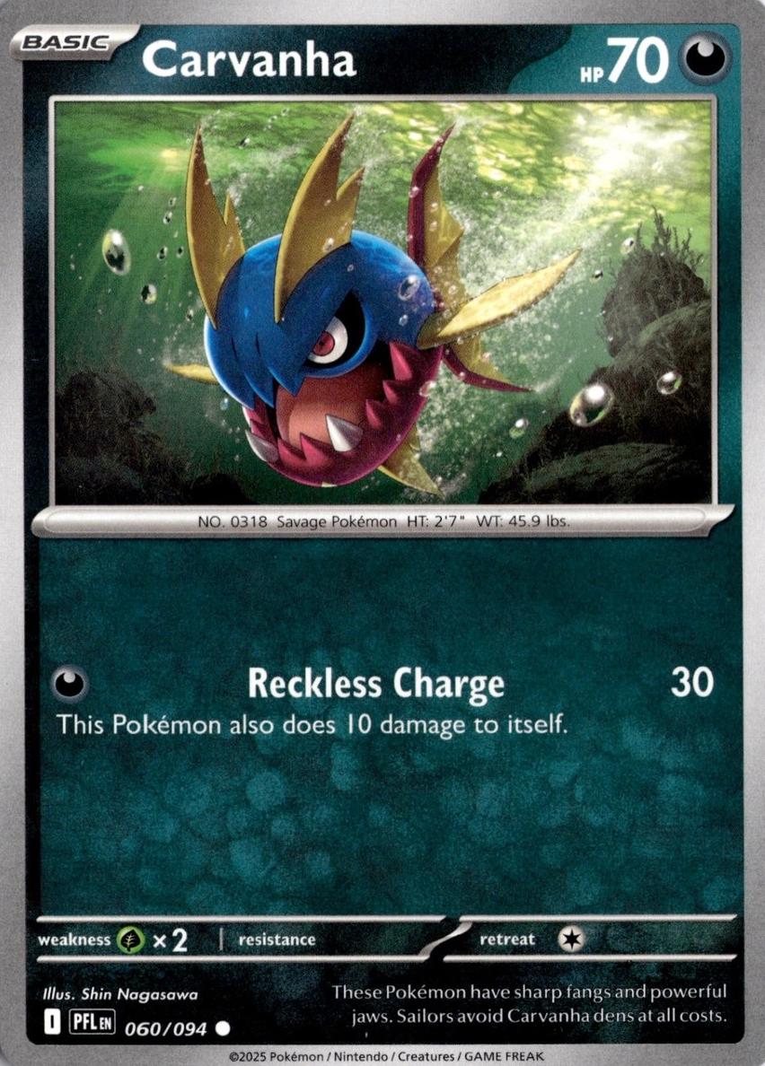 Carvanha 2025 Pokemon Mega Evolution Phantasmal Flames