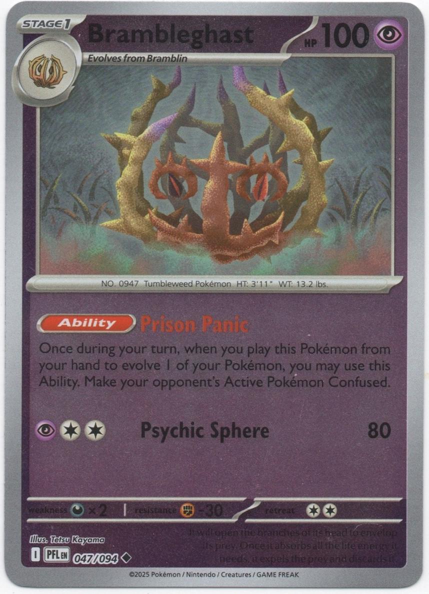 Brambleghast 2025 Pokemon Mega Evolution Phantasmal Flames Reverse Holo