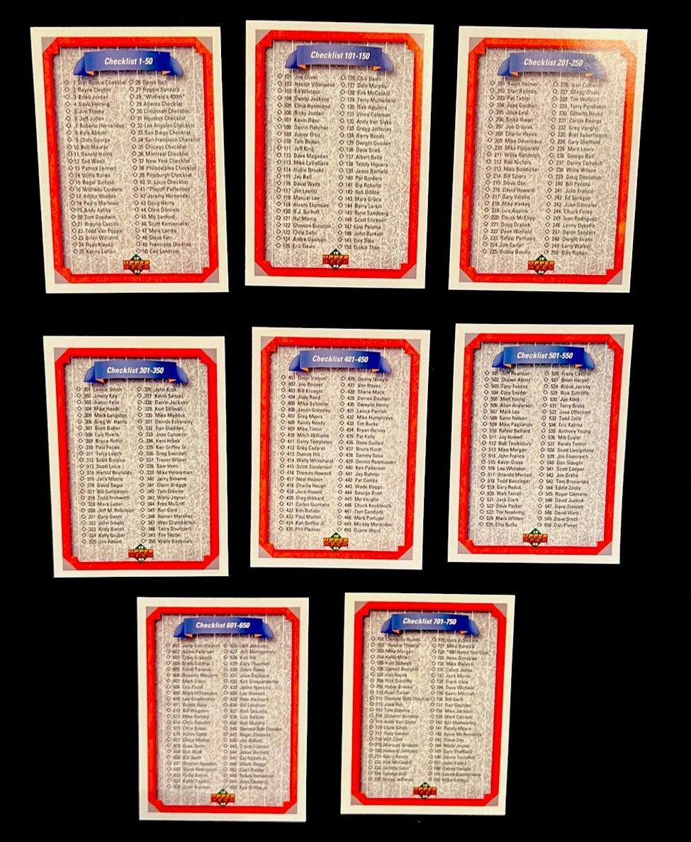 1992 Upper Deck Checklist #100 card