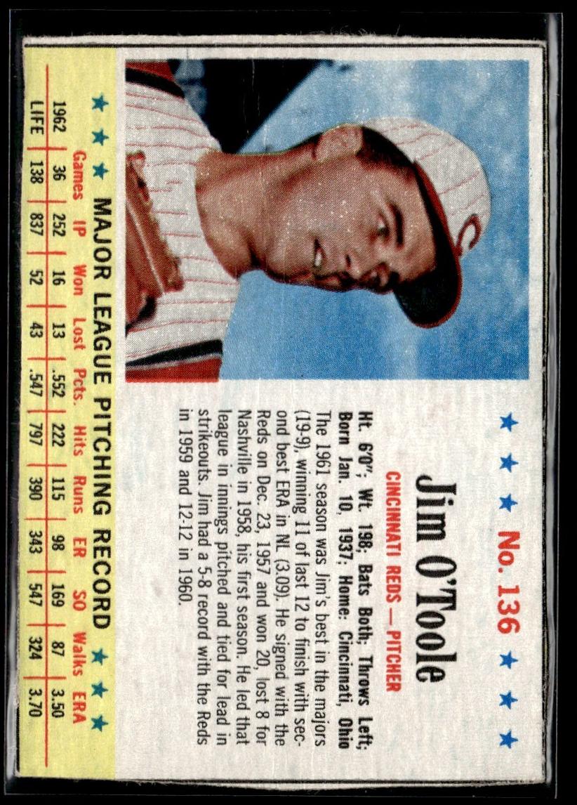 1963 Jim O'Toole #136