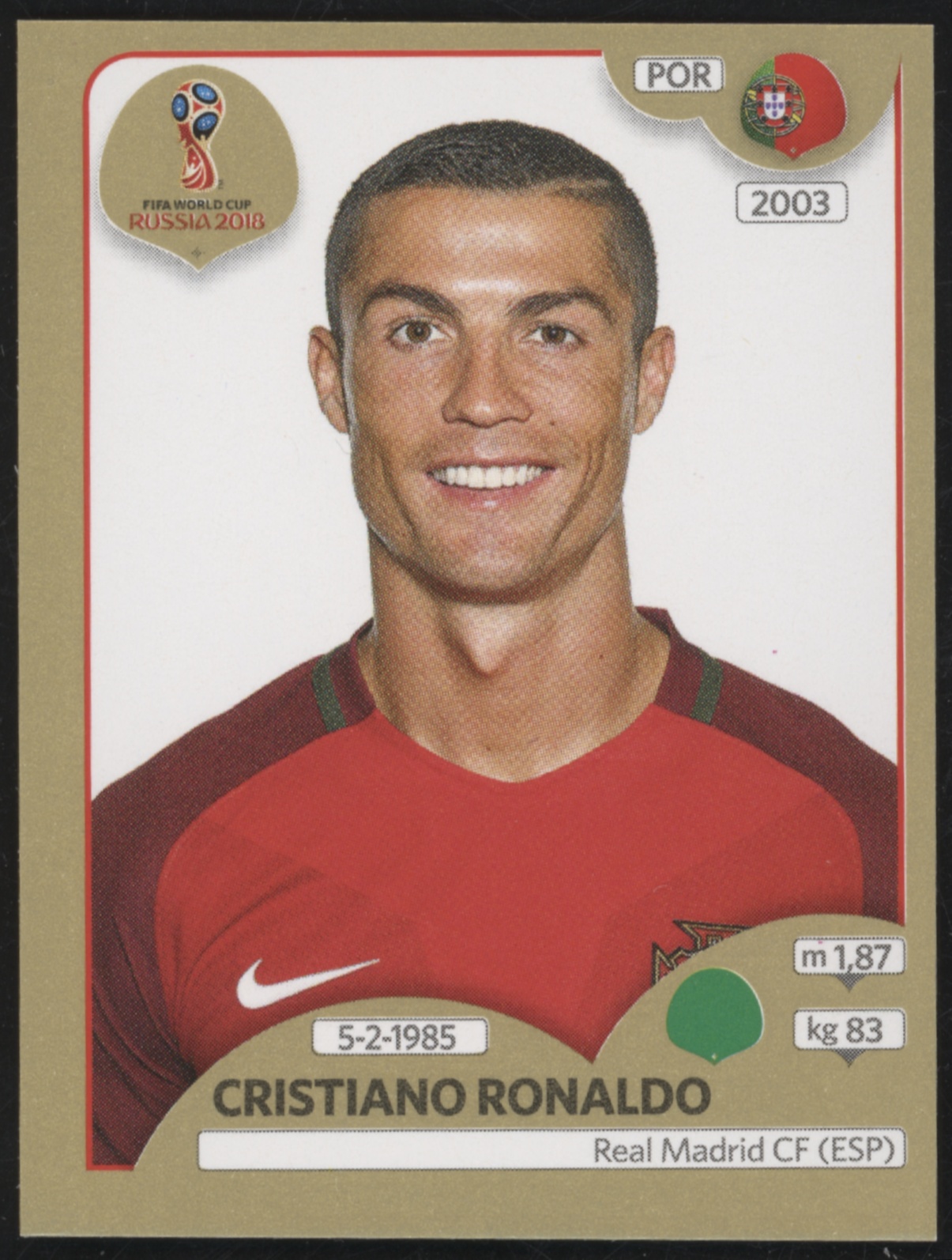 2018 Panini World Cup Stickers Collection Russia Cristiano Ronaldo [Gold] #130 card