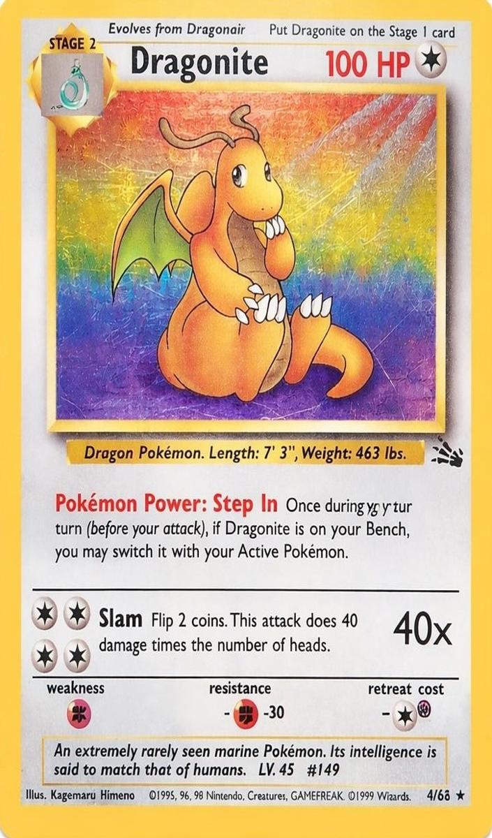 1999 Pokemon Fossil 1ST EDITION #4 Dragonite-Holo front