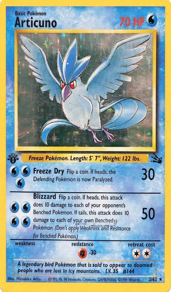 1999 Pokemon Fossil Holo #2 Articuno front