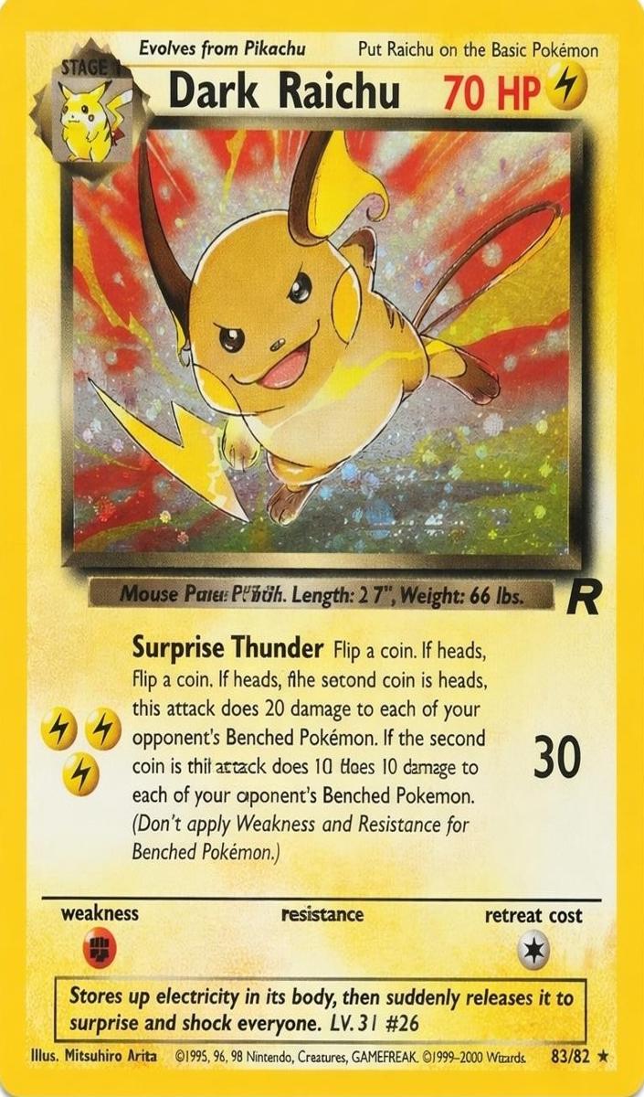 Dark Raichu Holo 2000 Pokemon Team Rocket