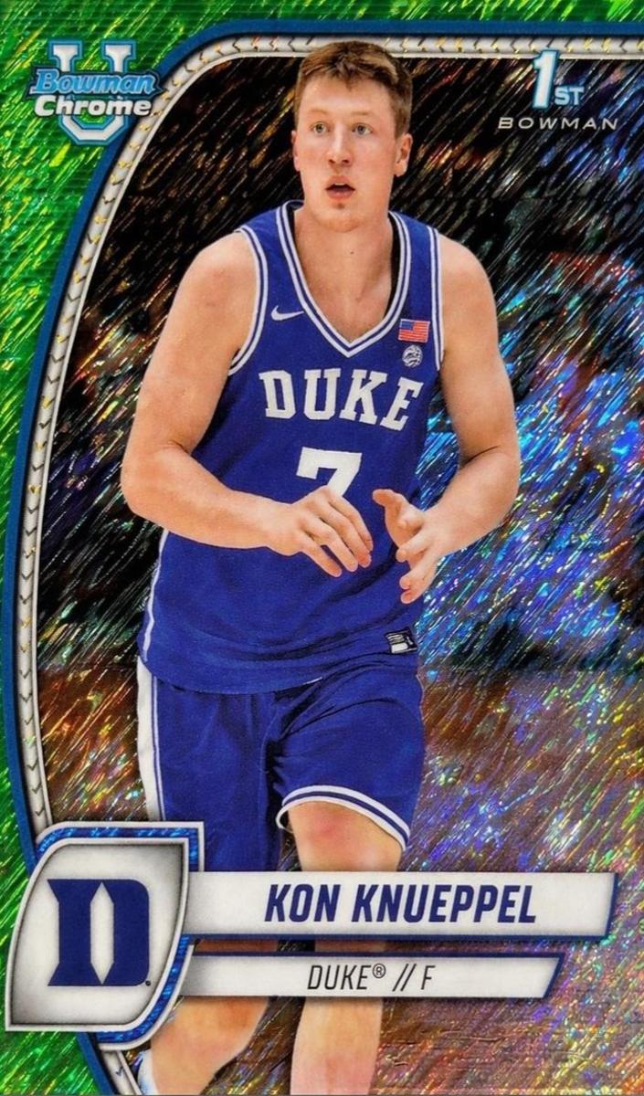 2024 Bowman Chrome University Kon Knueppel [Green Shimmer Refractor] #48 card