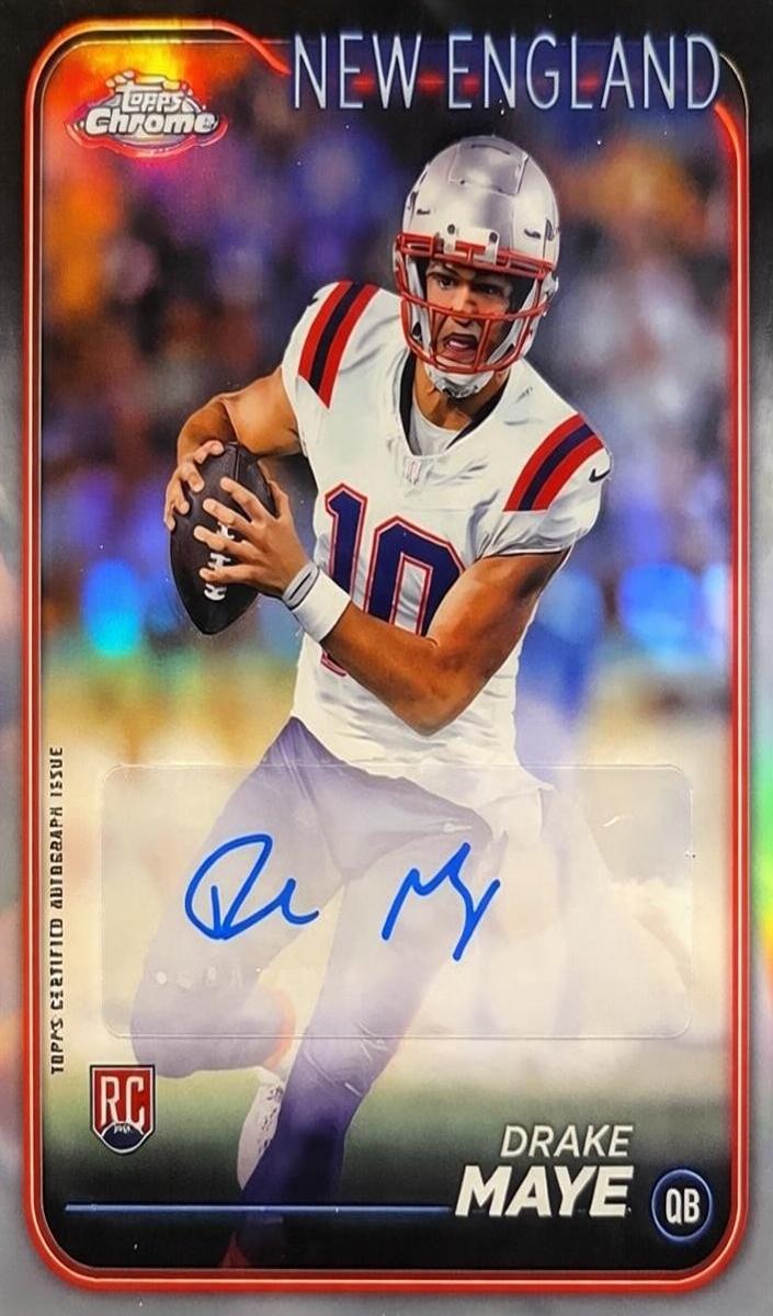 2024 Topps Chrome Rookie Autograph Drake Maye #RA-DMA card