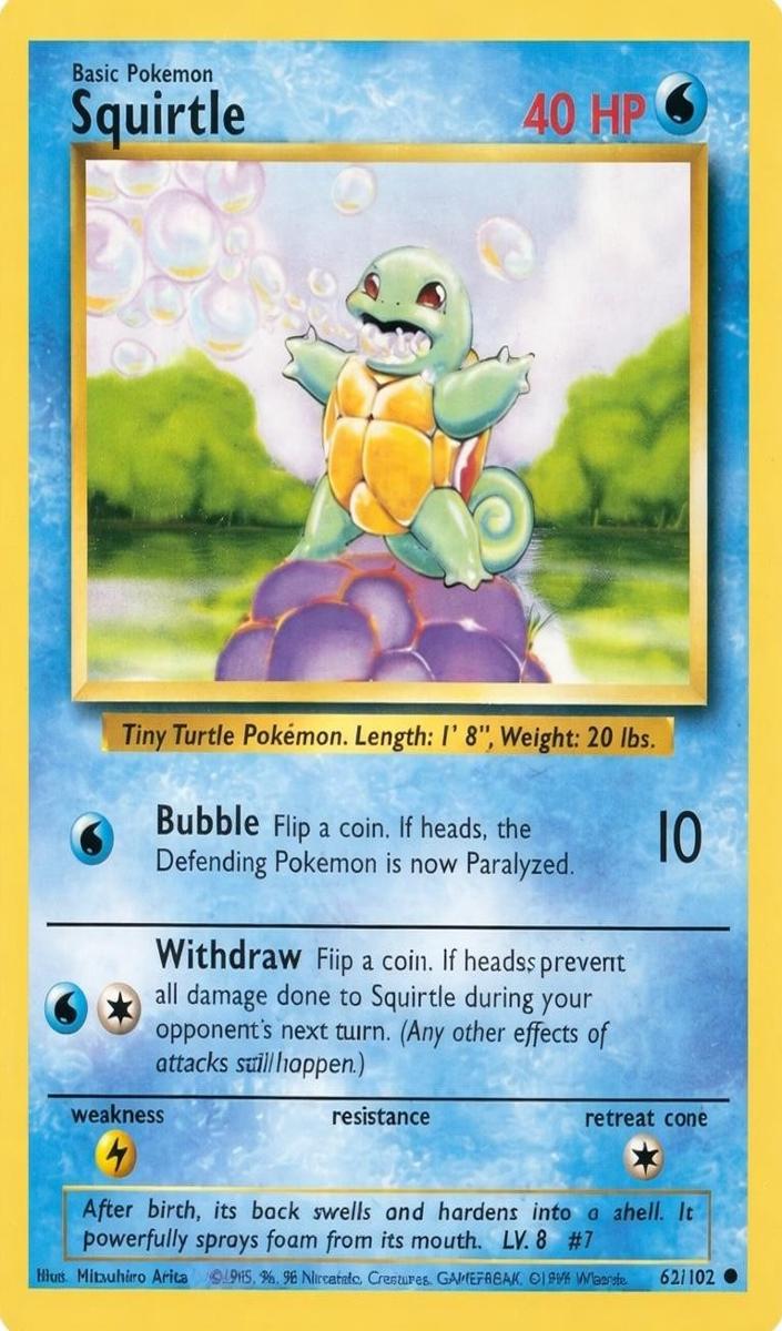 Squirtle 1999 Pokemon Base Set