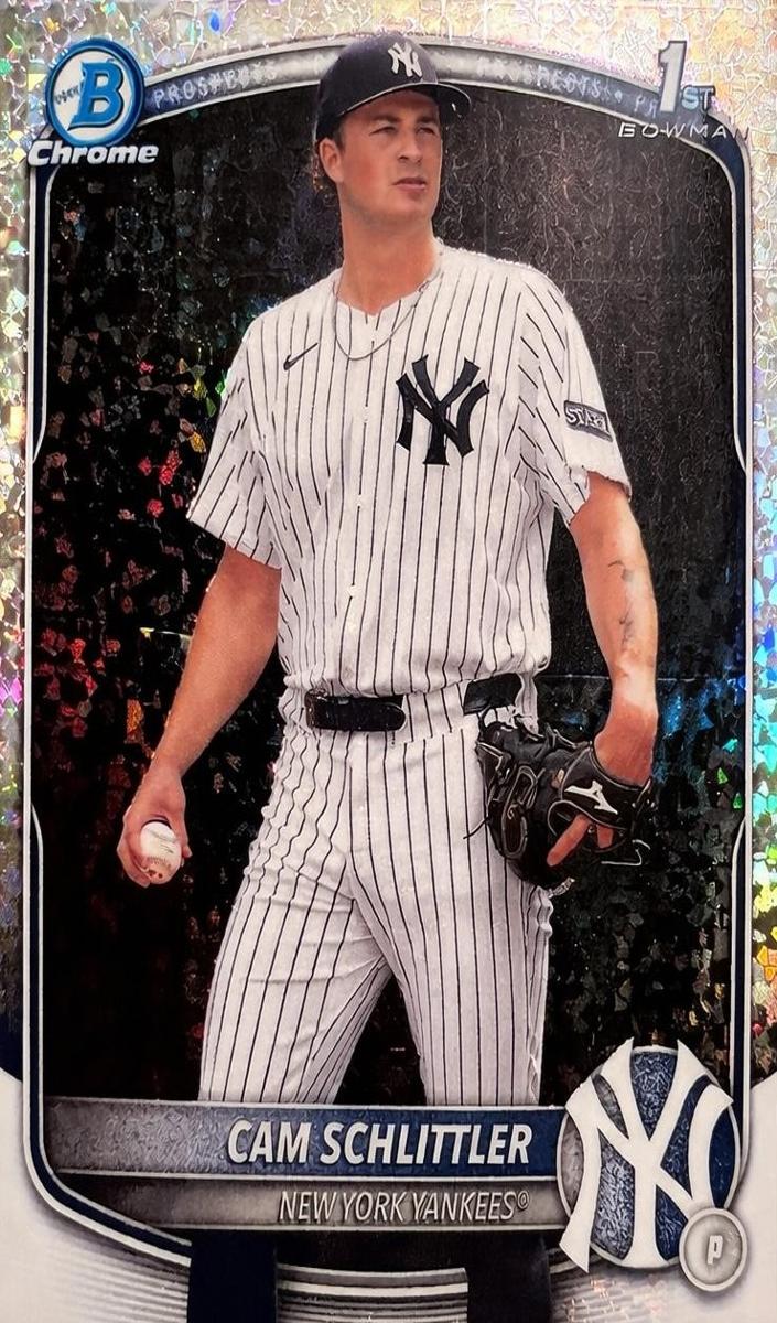 2025 Bowman Bowman Chrome Refractor #BCP166 Cam Schlittler Laser front