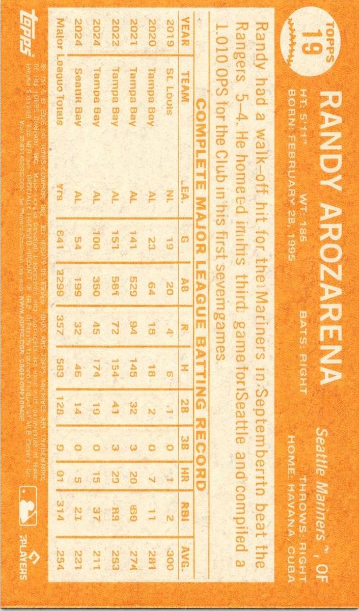 2025 Randy Arozarena #19