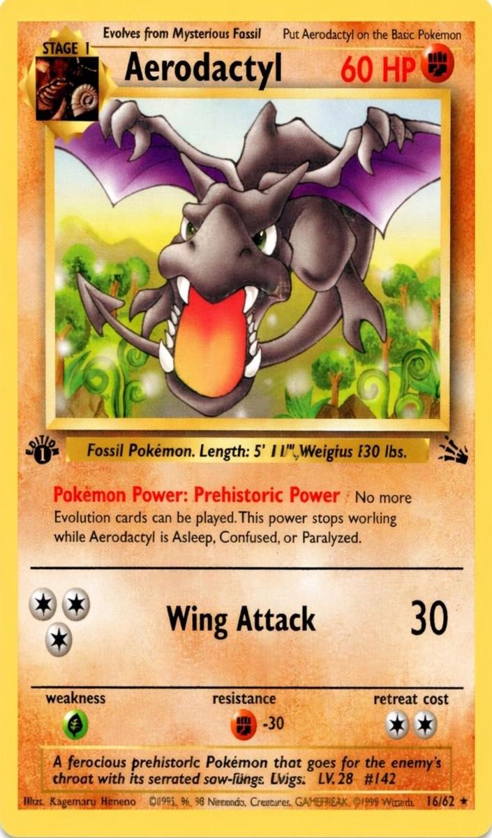 1999 Pokemon Fossil 1st Edition #16 Aerodactyl front