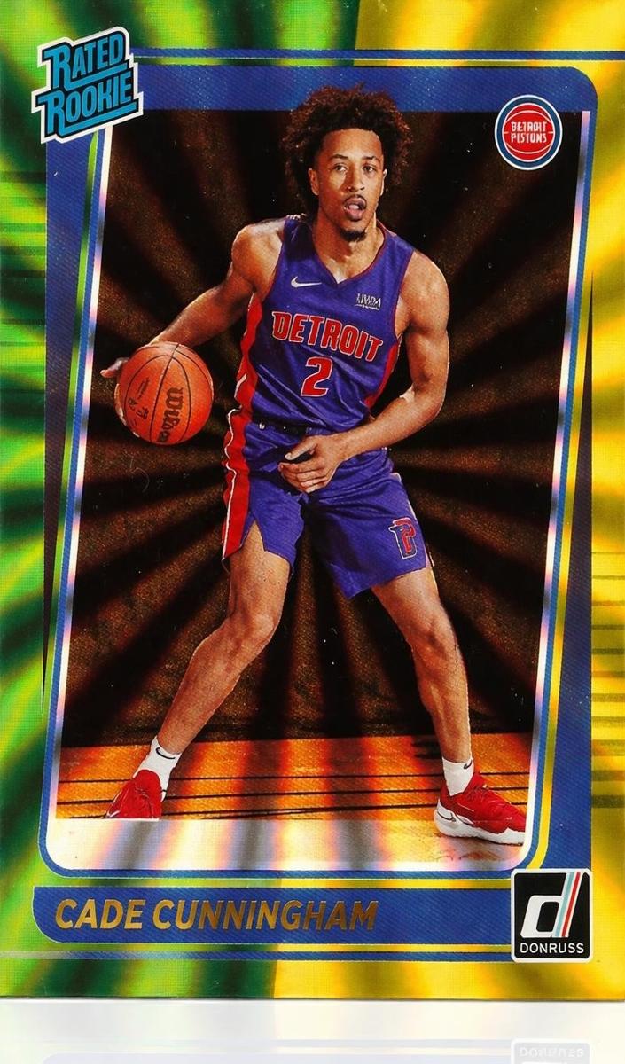2021 Panini Donruss HOLO GREEN/YELLOW LASER #211 Cade Cunningham front