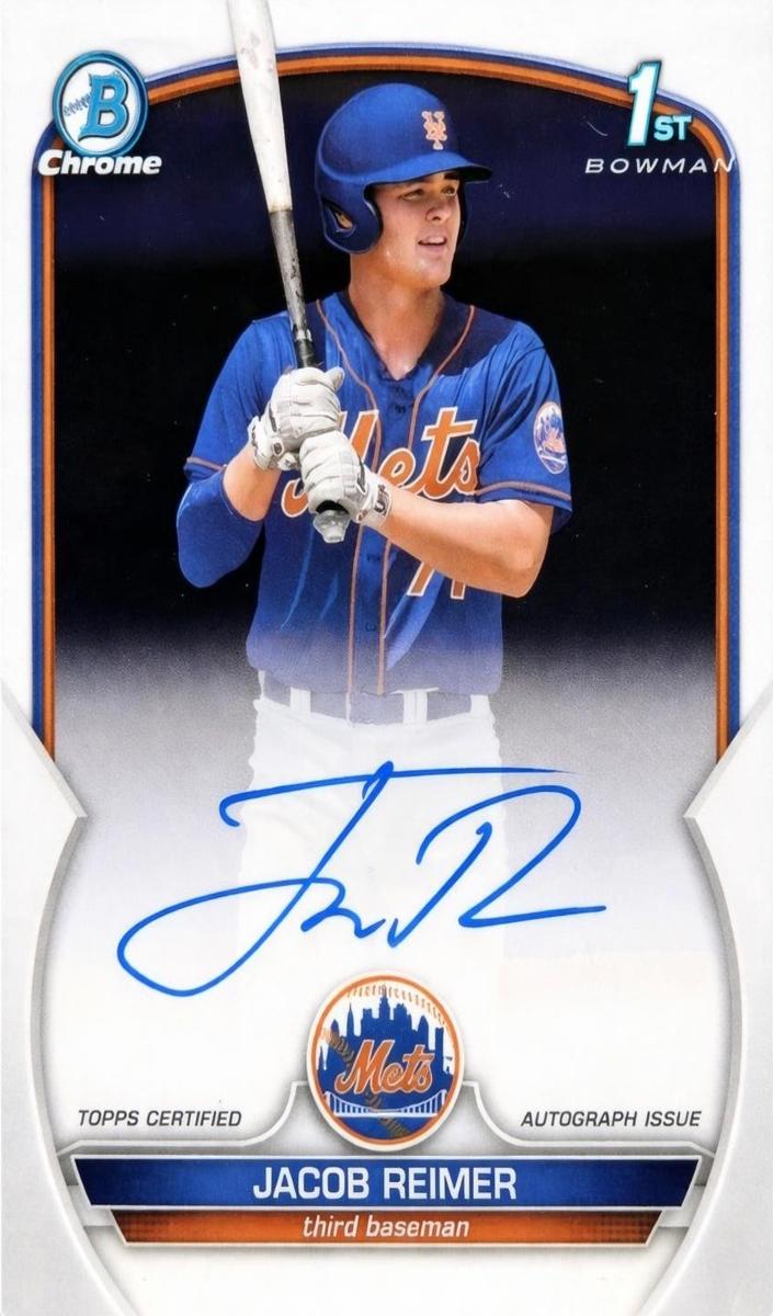 2023 Bowman Bowman Chrome PROSPECT AUTO-GOLD REF #CPAJRR Jacob Reimer front