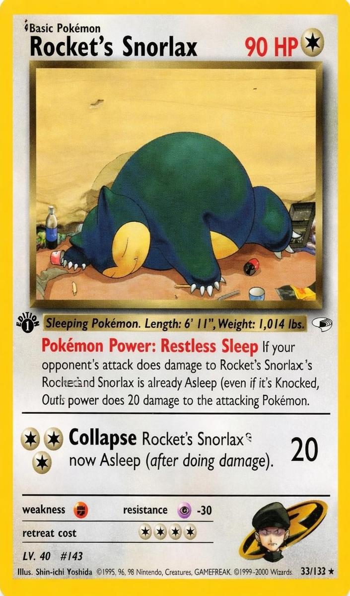 2000 Pokemon Gym Heroes 1st Edition #33 Snorlax front