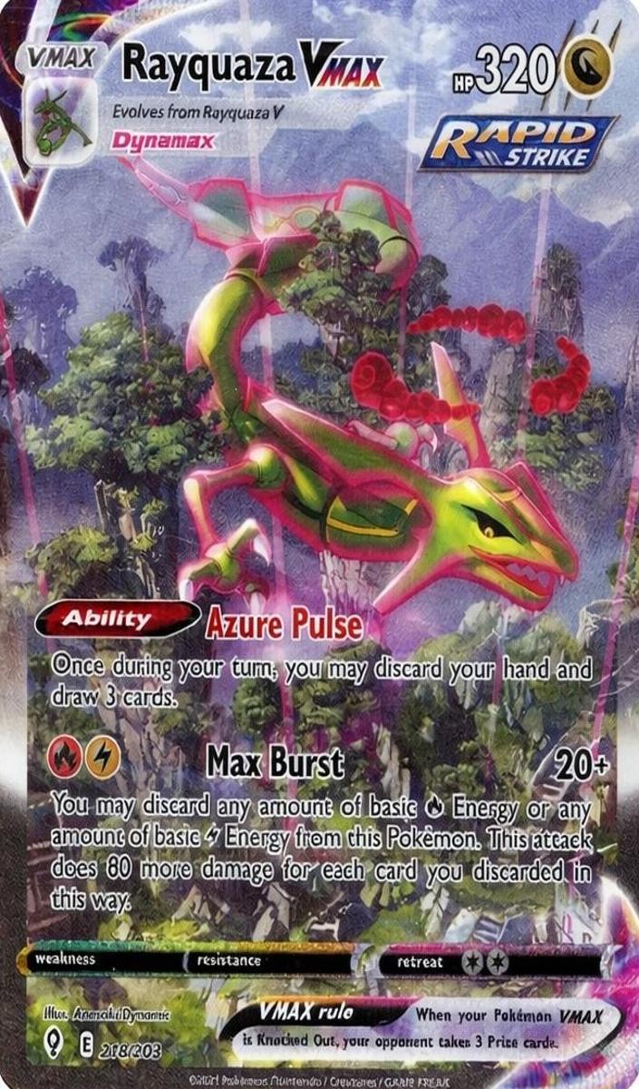2021 Pokemon Evolving Skies Secret Rare #218 Fa/Rayquaza Vmax front
