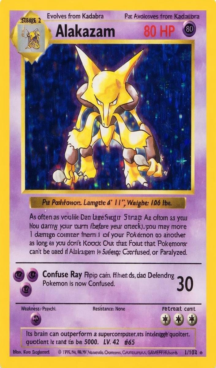 1999 Pokemon Shadowless #1 Alakazam-Holo front