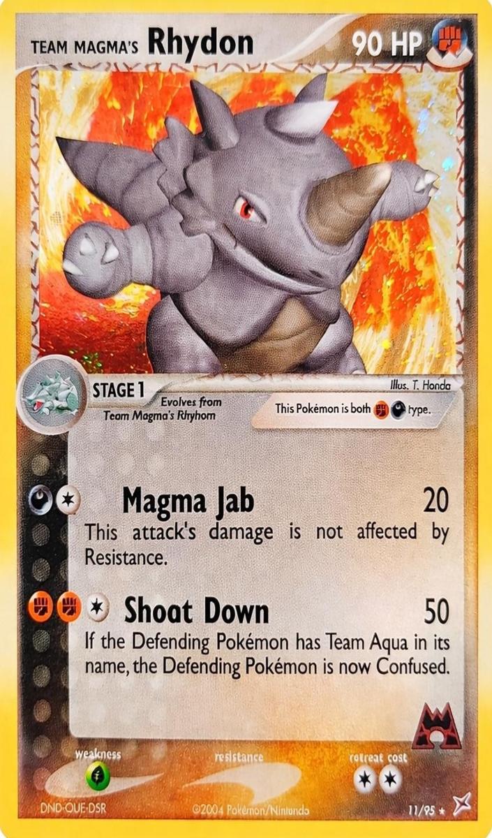 Team Magma's Rhydon Holo 2004 Pokemon Ex Team Magma Vs. Team Aqua