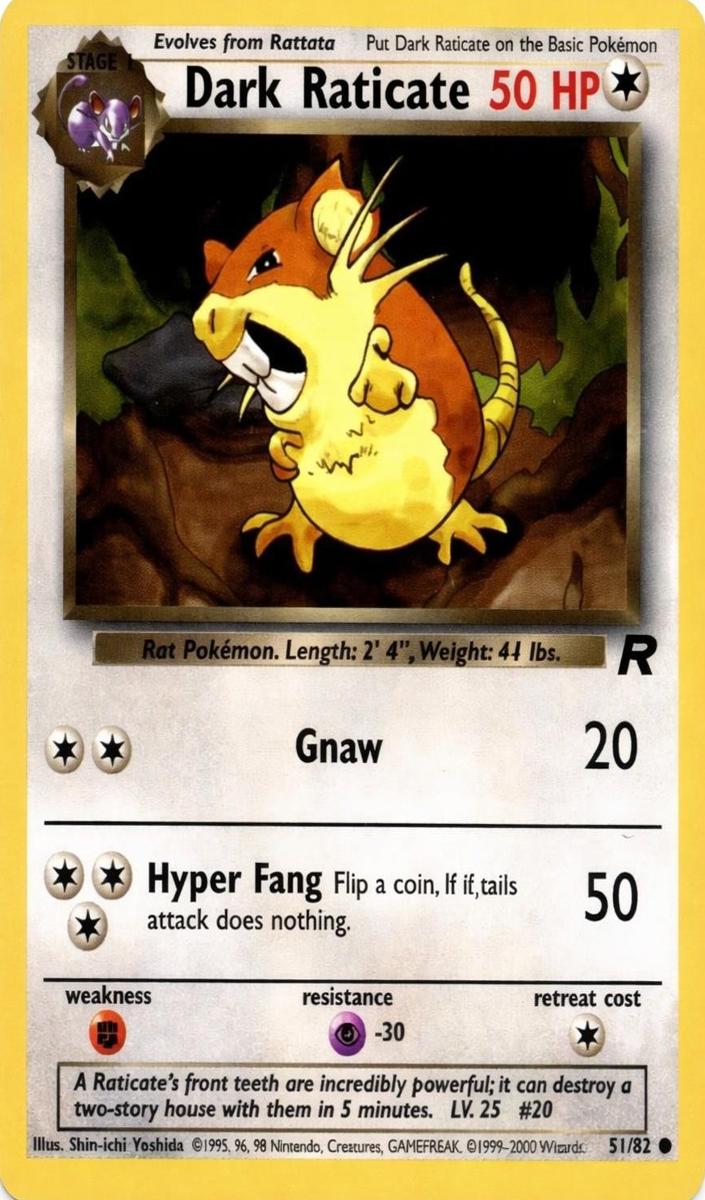 Dark Raticate 2000 Pokemon Team Rocket