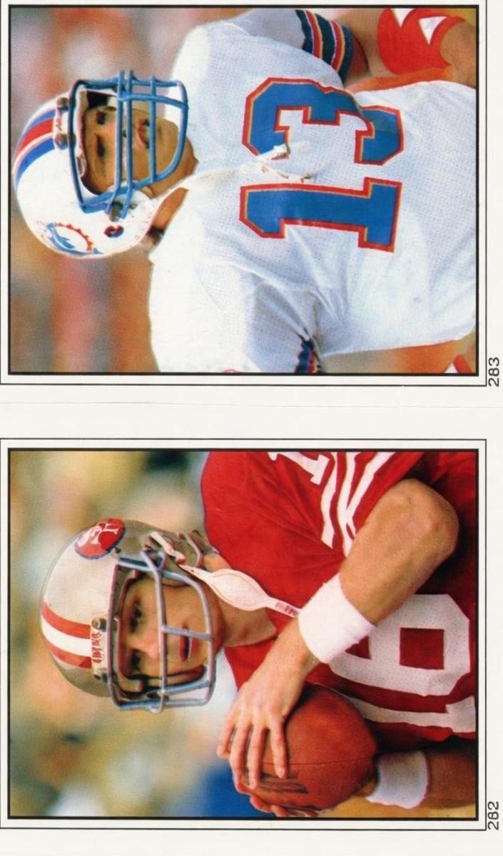 1985 Topps Stickers Joe Montana #282 / 283 card