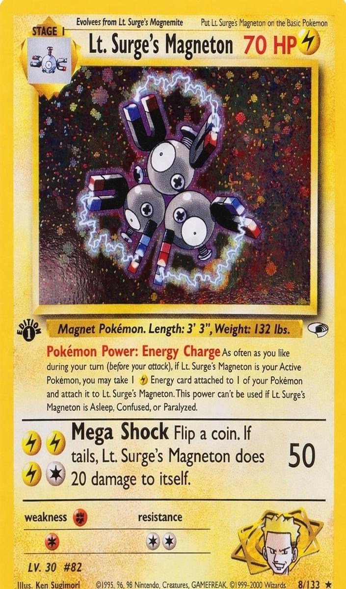 2000 Pokemon Gym Heroes HOLO-1ST EDITION #8 Lt. Surge's Magneton front