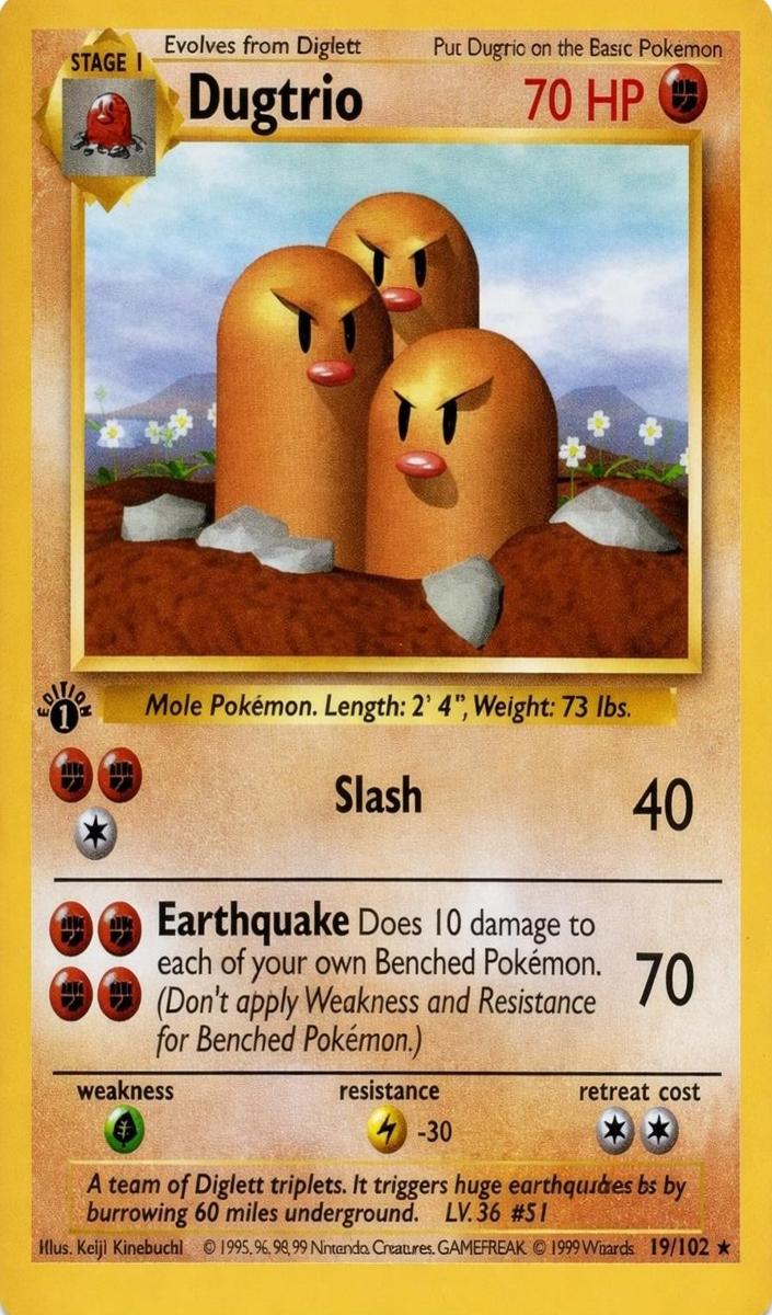 1999 Pokemon Base Set 1 Stedition 1st Edition #19 Dugtrio front