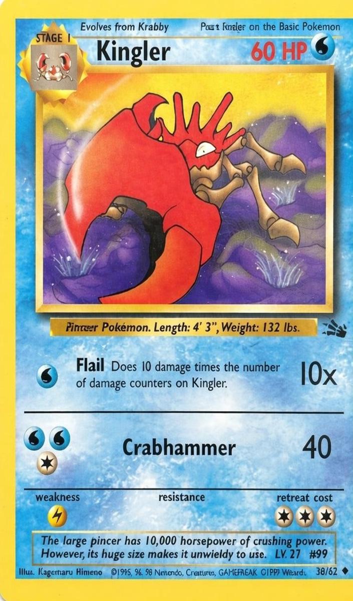 Kingler 1999 Pokemon Fossil